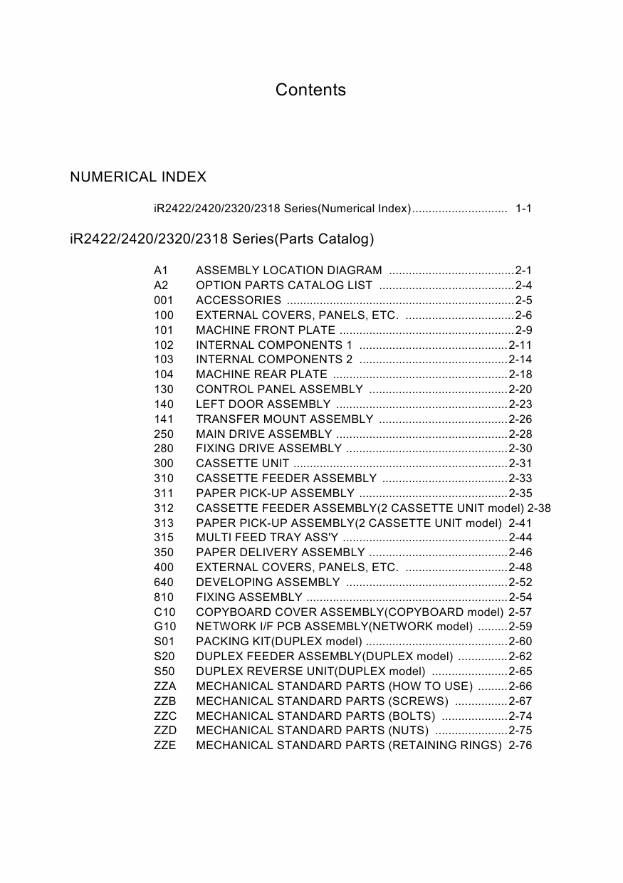 Canon imageRUNNER-iR 2422 2420 2320 2318 Parts Catalog-2